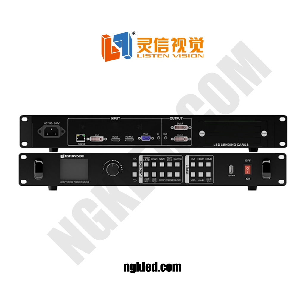 ویدیو پروسسور Listen VP1000 new version 1 || نورگستران کادوس | تلویزیون شهری و تابلو led ویدیو پروسسور VP1000 نسخه جدید از محصولات پیشرفته شرکت لیستن (Listen) است که برای مدیریت و پردازش حرفه ای سیگنال های ویدیویی در سیستم های نمایشگر بزرگ (مانند تلویزیون های شهری و ویدیو وال ها) طراحی شده است. این دستگاه با پشتیبانی از ورودی ها و خروجی های متنوع، امکان اتصال همزمان چندین منبع تصویری و نمایش با کیفیت بالا را فراهم می کند. نسخه جدید این ویدیو پروسسور نسبت به نسخه های قبلی، بهبودهای قابل توجهی در پردازش تصویر، دقت و سرعت پردازش سیگنال دارد که آن را برای استفاده در محیط های تجاری، تبلیغاتی، استودیوها و سالن های کنفرانس ایده آل می سازد
