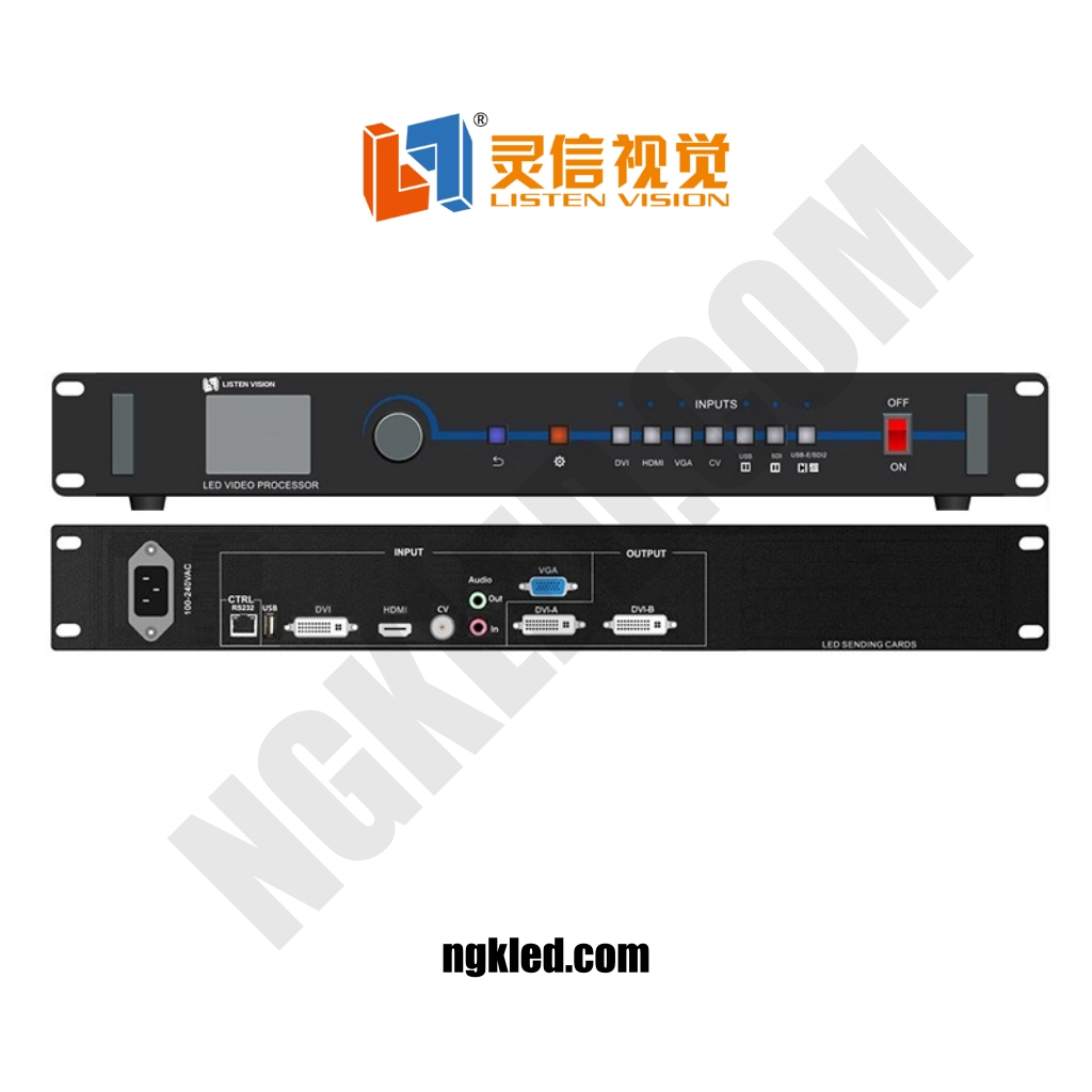 ویدیو پروسسور Listen VP1000X 1 || نورگستران کادوس | تلویزیون شهری و تابلو led ویدیو پروسسور VP1000X از محصولات پیشرفته شرکت لیستن (Listen) است که برای مدیریت و پردازش حرفه ای سیگنال های ویدیویی در سیستم های نمایشگر بزرگ (مانند تلویزیون های شهری و ویدیو وال ها) طراحی شده است. این دستگاه با پشتیبانی از ورودی ها و خروجی های متنوع، امکان اتصال همزمان چندین منبع تصویری و نمایش با کیفیت بالا را فراهم می کند.