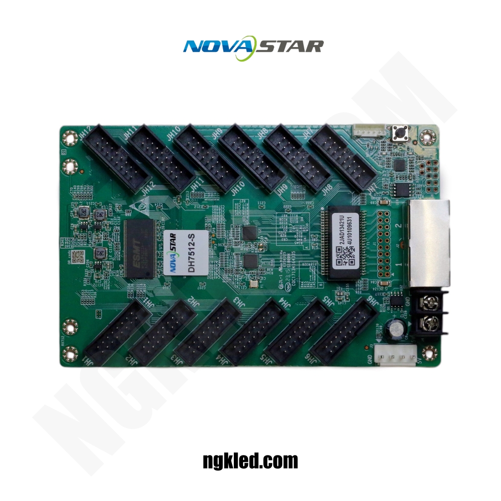 کارت رسیور کنترلر Novastar DH7512/DH7512s 1 || نورگستران کادوس | تلویزیون شهری و تابلو led NovaStar DH7512/DH7512s یک برد هاب (Receiver Hub Board) با 12 خروجی HUB75 است که برای اتصال سریع و مطمئن کارتهای رسیور سری A نووااستار (A4s/A5s/A8s/A10s Plus و مشابه) به ماژولهای LED HUB75/HUB75E به کار میرود. این برد با سادهسازی سیمکشی داخل کابینت، کاهش تداخل سیگنال و تسهیل سرویس، اجرای پروژههای تلویزیون شهری و ویدئووال را پایدارتر و کمریسکتر میکند.